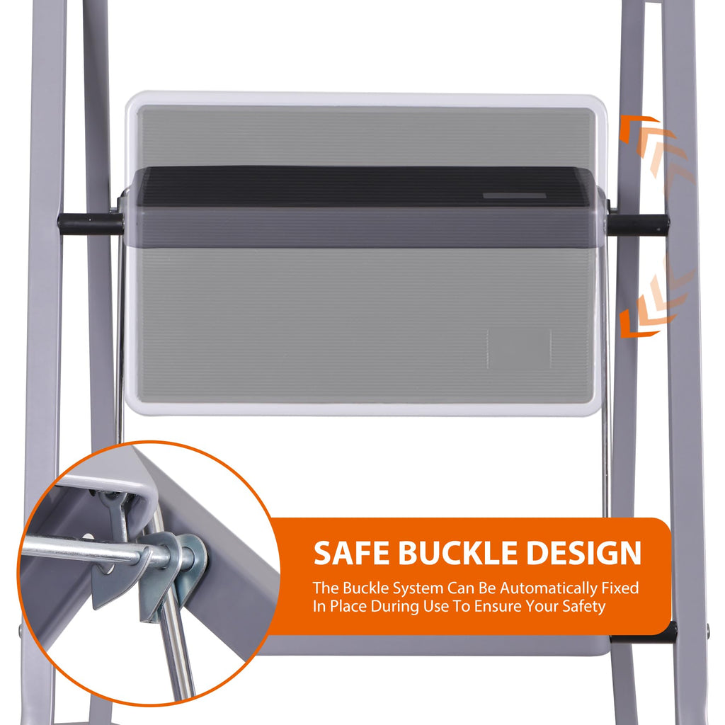2 Step Folding Steel Step Stool with Handgrip Y39076