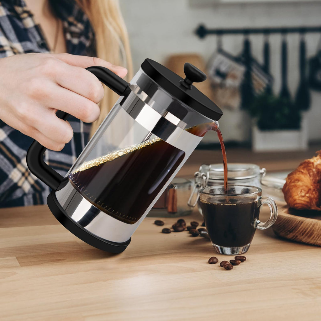 French Press Coffee Maker 12 Oz Borosilicate Glass Q716