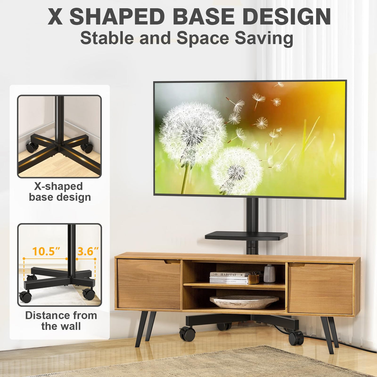 Mobile TV Stand with Power Outlet for 23-65 Inch TVs Z1809
