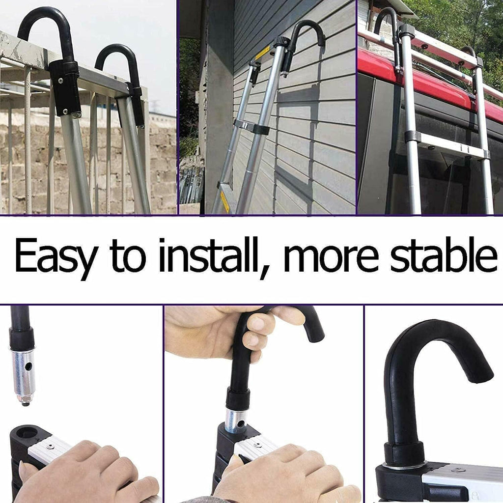 20FT Aluminum Telescoping Ladder with 2 Detachable Hooks, 330 lb Capacity S614
