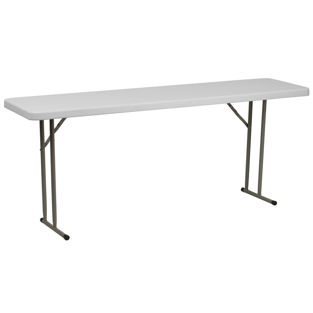 6-Foot Rectangle Granite White Plastic Folding Training Table X974