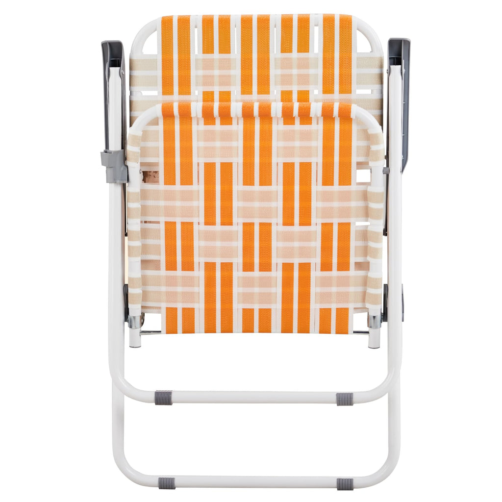 Orange & White Webbed Folding Chairs Set of 2 I760