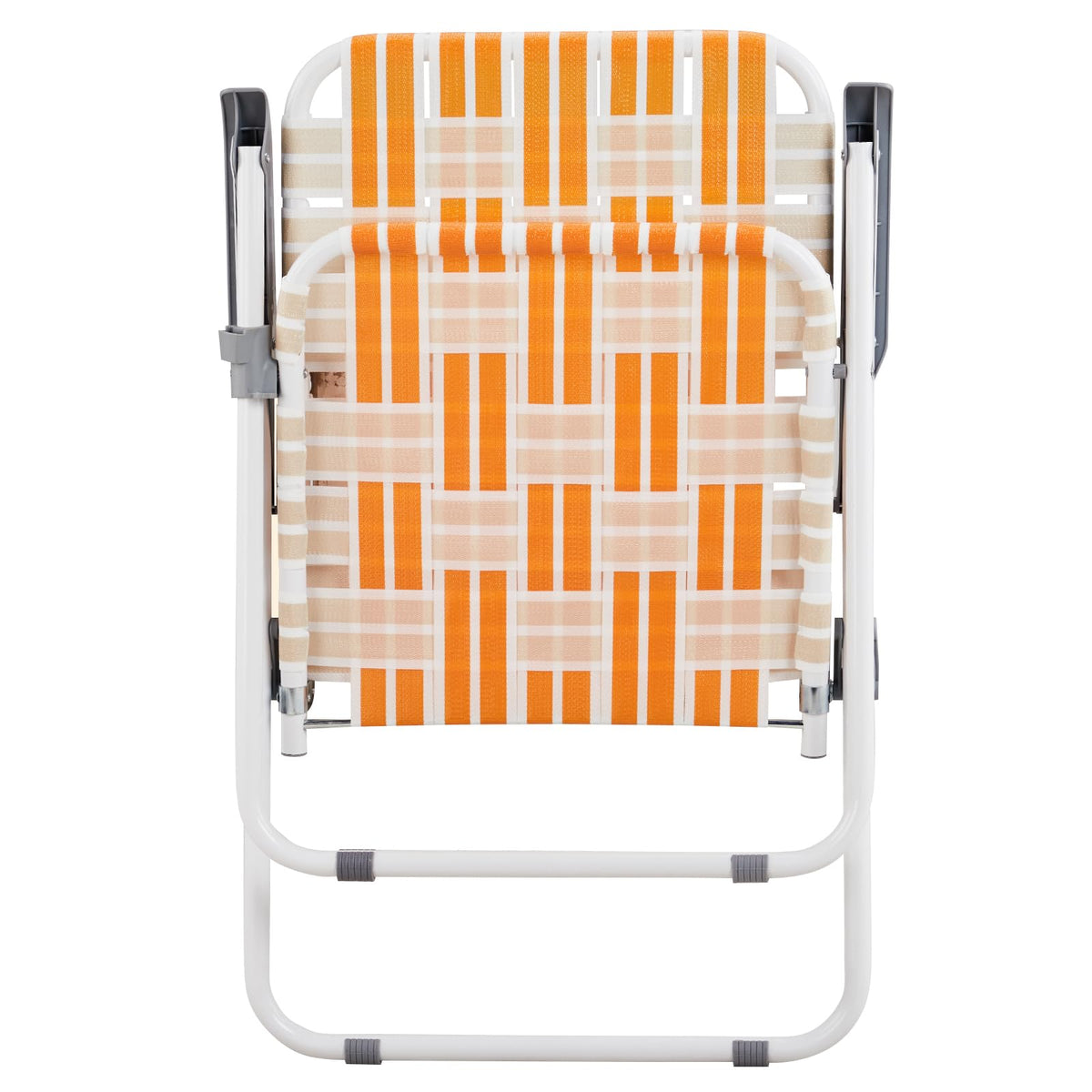 Orange & White Webbed Folding Chairs Set of 2 I760