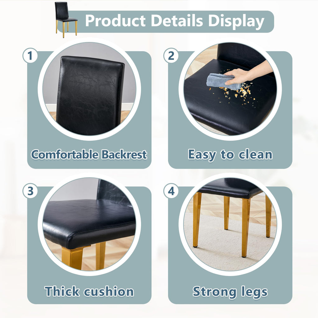 Black Gold Upholstered Dining Chairs Set of 4 Z43190