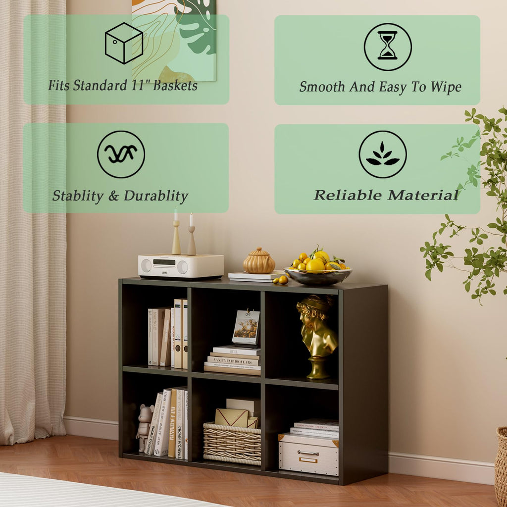 Black 6-Cube Storage Shelf Bookcase O36301