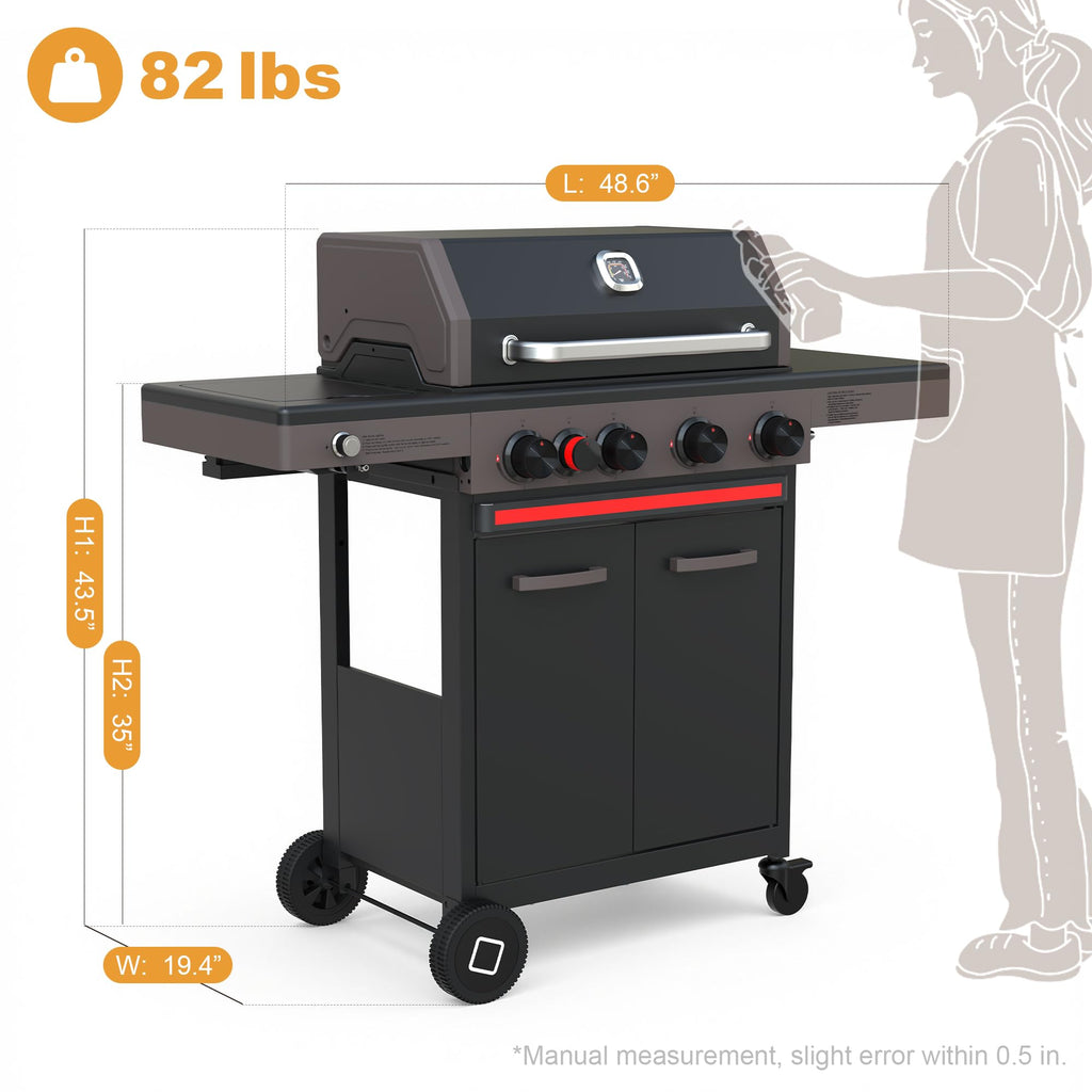 4 Burner Propane Gas Grill with Infrared Side Burner I919774