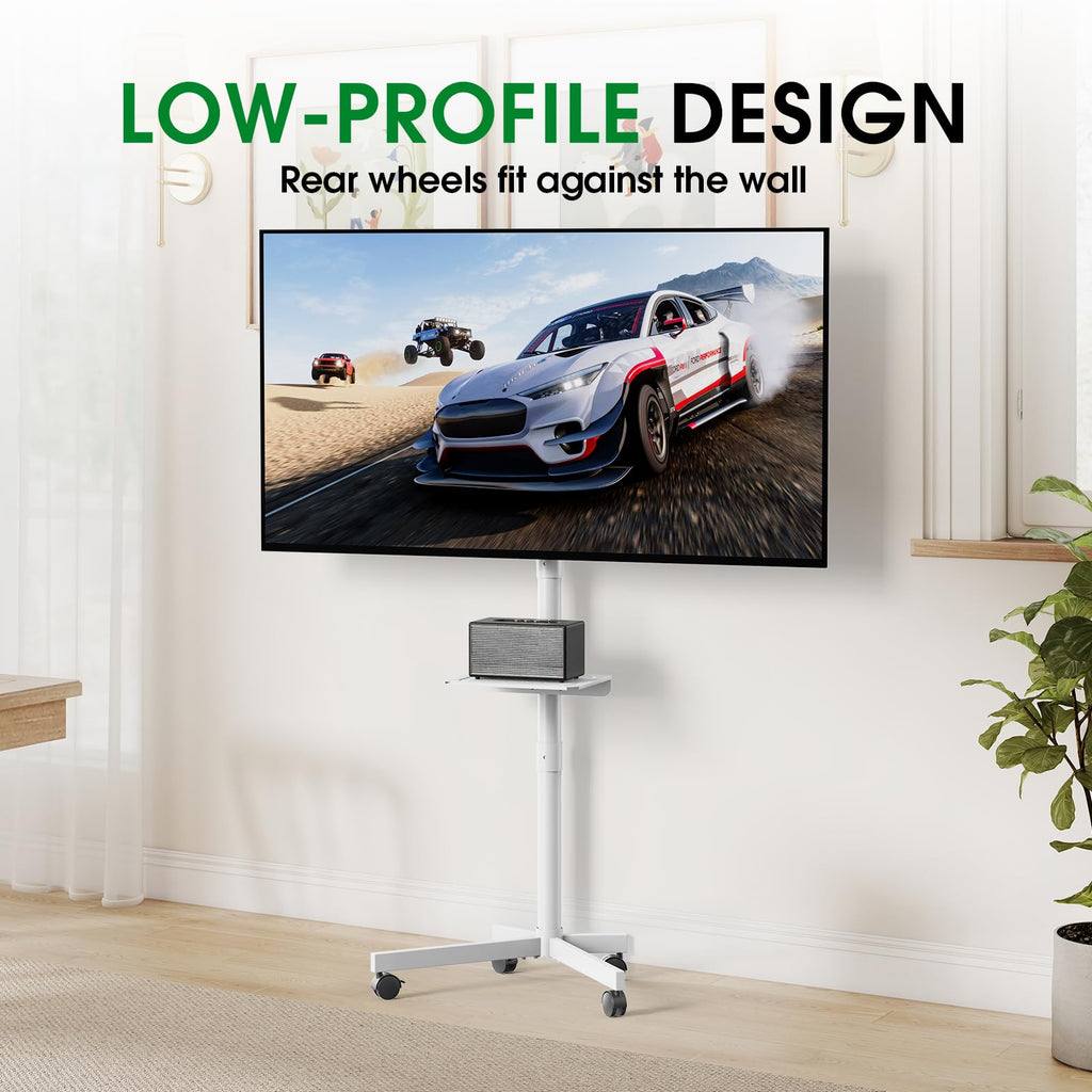 White Rolling TV Stand with Wheels M951