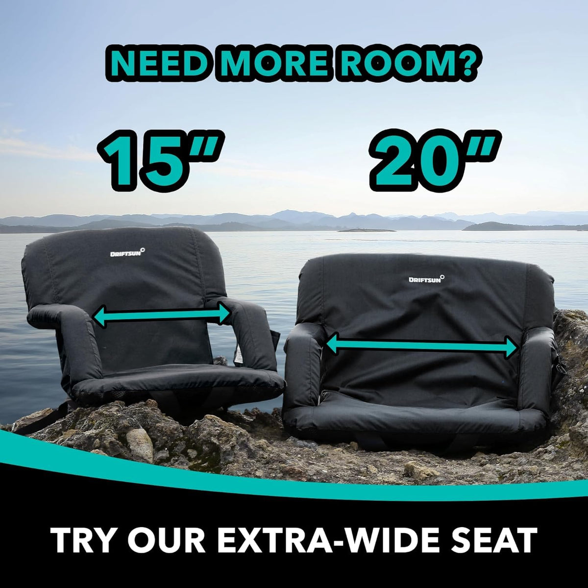 2 Pack Extra Wide Foldable Stadium Seats with Back Support K402
