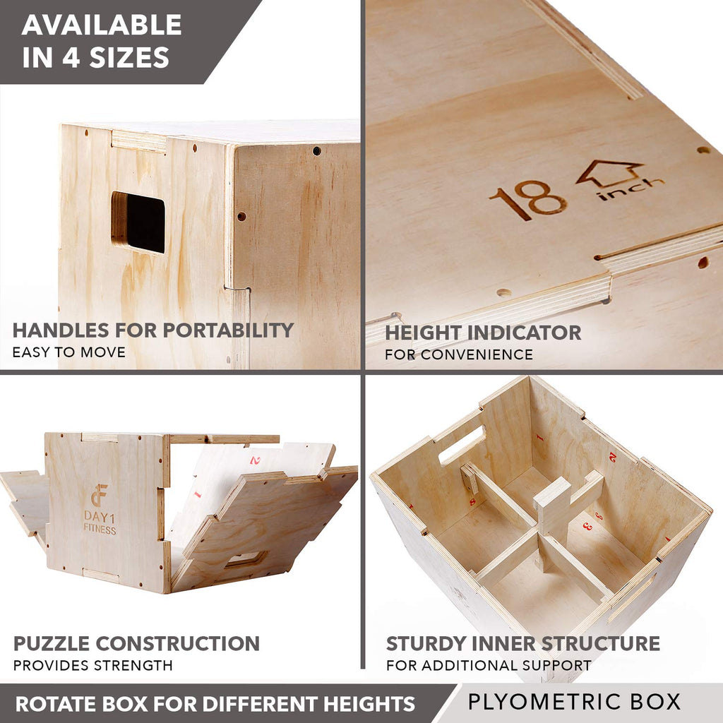 Wood Plyometric Box 30/24/20 3-in-1 Non-Slip I32837