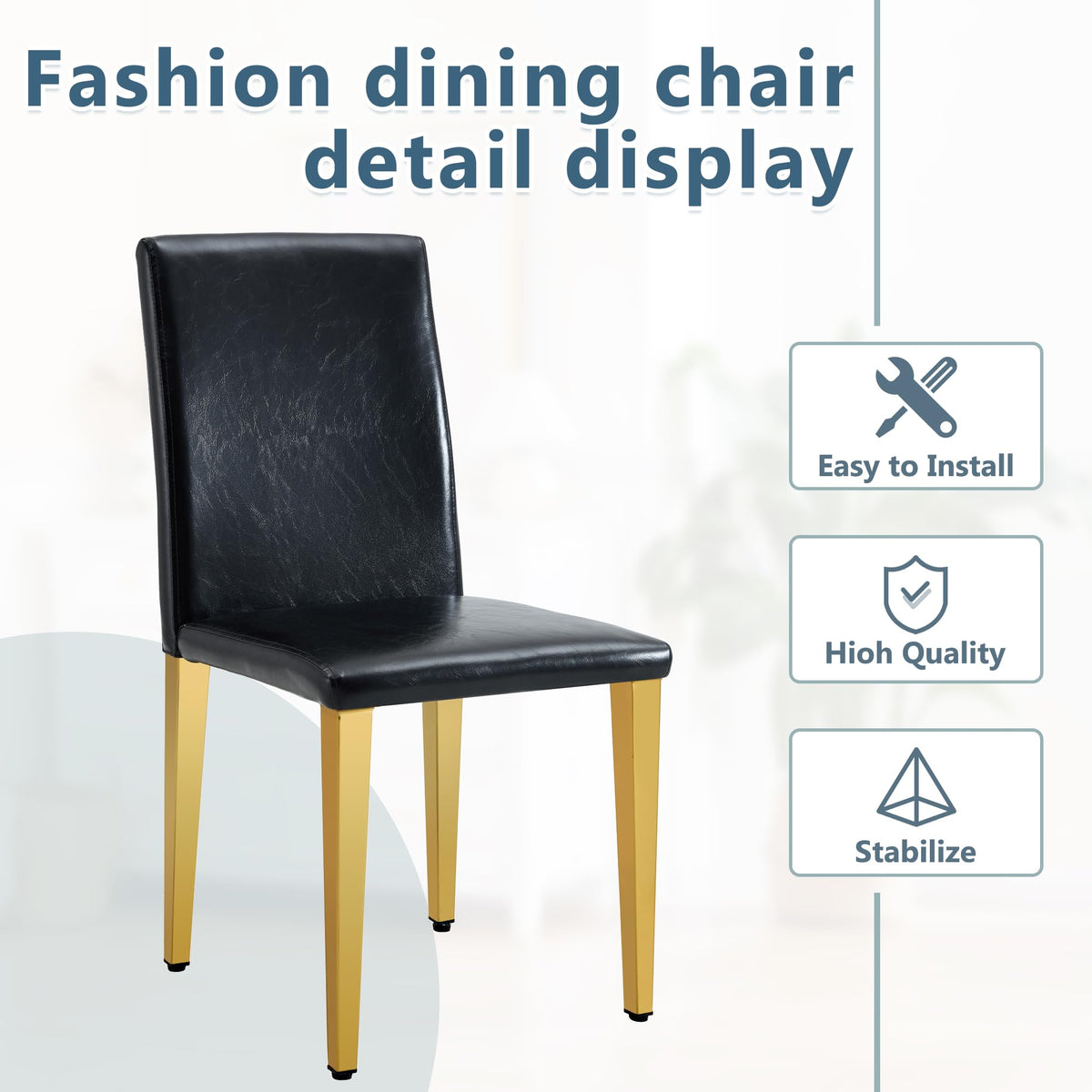 Black Gold Upholstered Dining Chairs Set of 4 Z43190