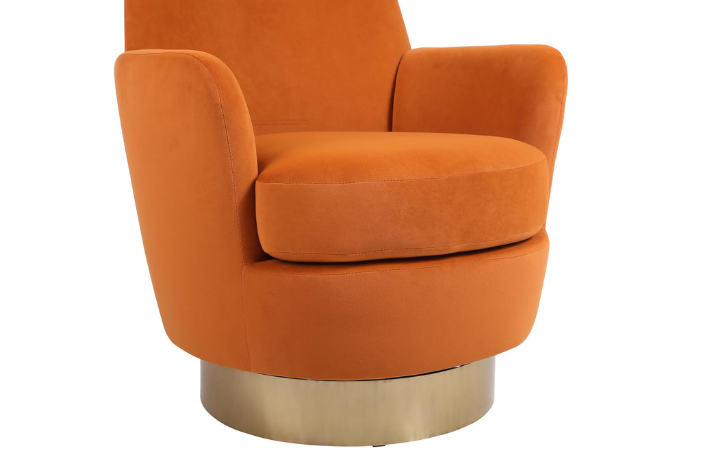 Orange Velvet Swivel Tufted Armchair X12588