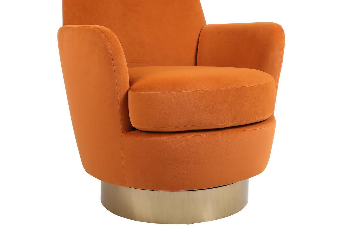 Orange Velvet Swivel Tufted Armchair X12588