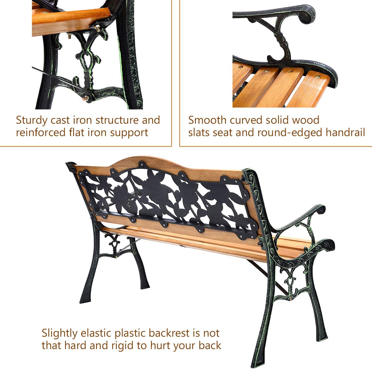 50 Inch Hardwood Frame Patio Bench P198