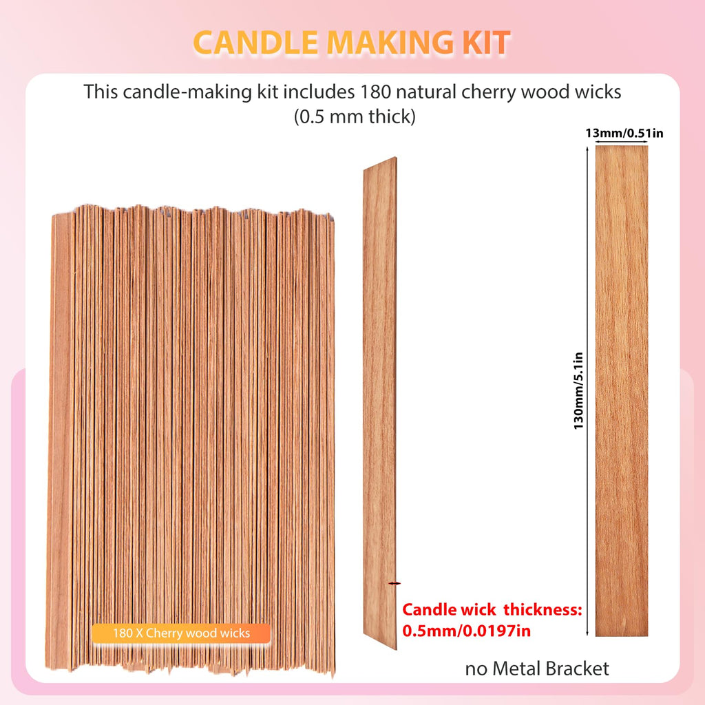 Cherry Wood Wicks 180 Candles per Pack O8395