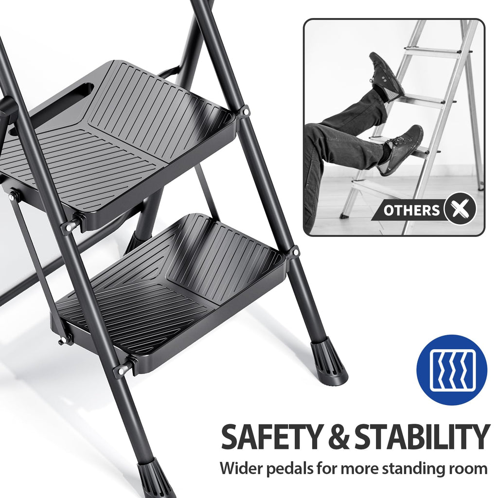 Folding 2 Step Ladder with Anti-Slip Pedals F7314