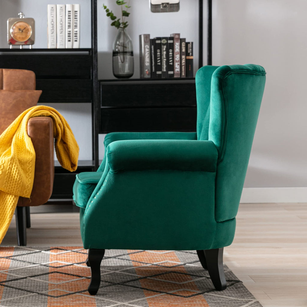 Velvet Accent Chairs Set of 2 Green J2815