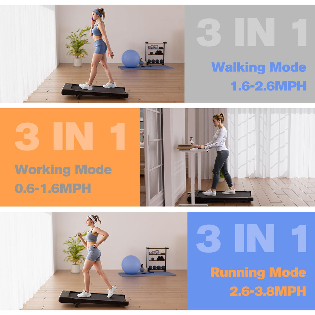 Walking Pad with Incline, 2.5 HP Under Desk Treadmill, 300 lbs Capacity H745520