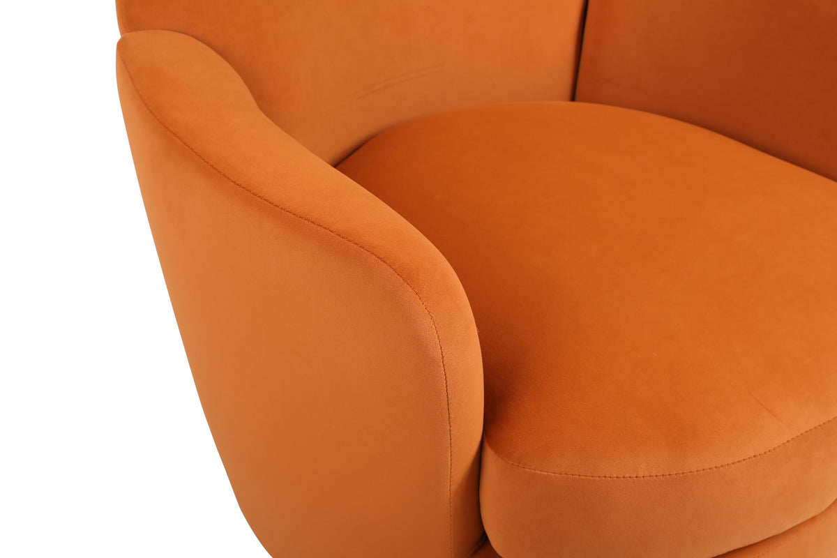 Orange Velvet Swivel Tufted Armchair X12588