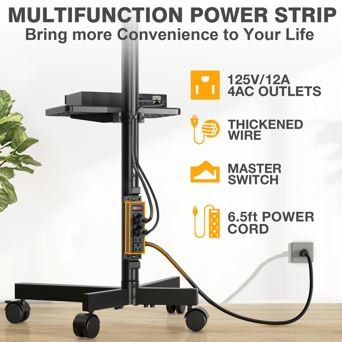Mobile TV Stand with Power Outlet for 23-65 Inch TVs Z1809