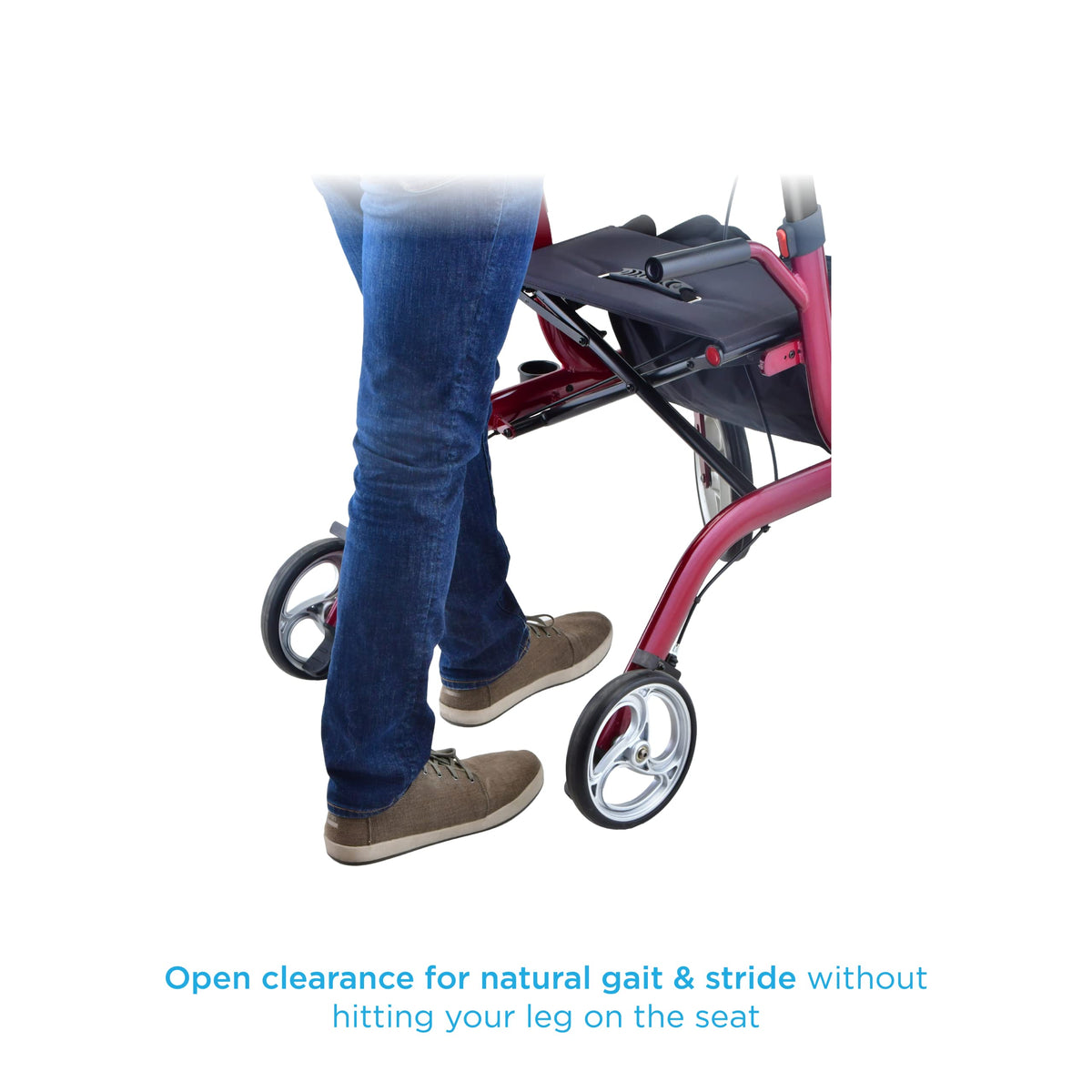 Blue Upright Rollator Walker with 10 Inch Front Wheels A6180