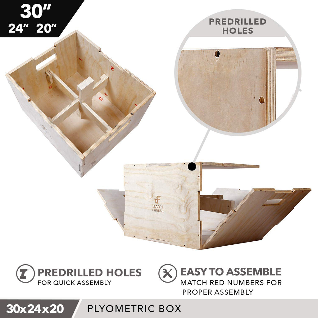 Wood Plyometric Box 30/24/20 3-in-1 Non-Slip I32837