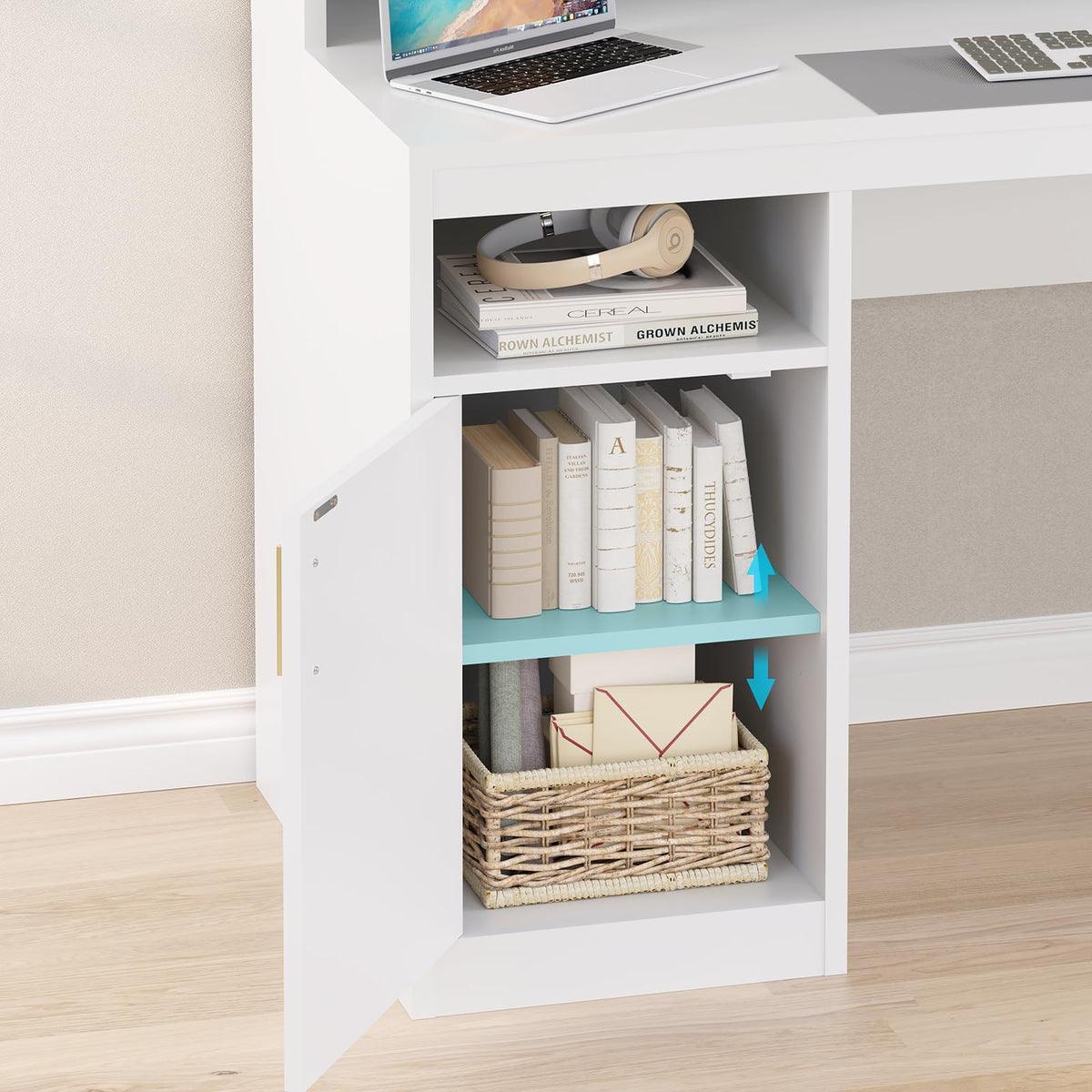 65" White Computer Desk with 3 Drawers Q262