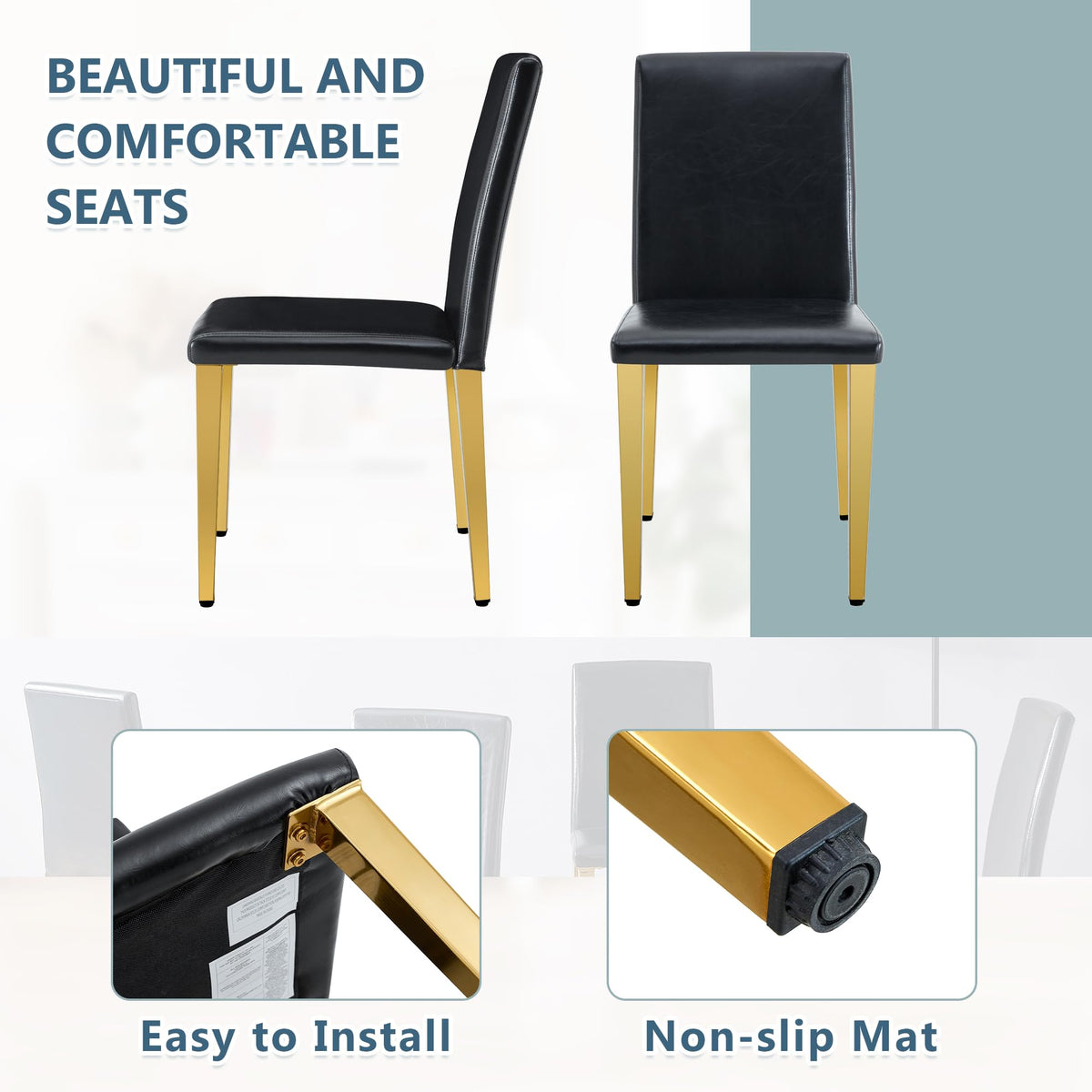 Black Gold Upholstered Dining Chairs Set of 4 Z43190