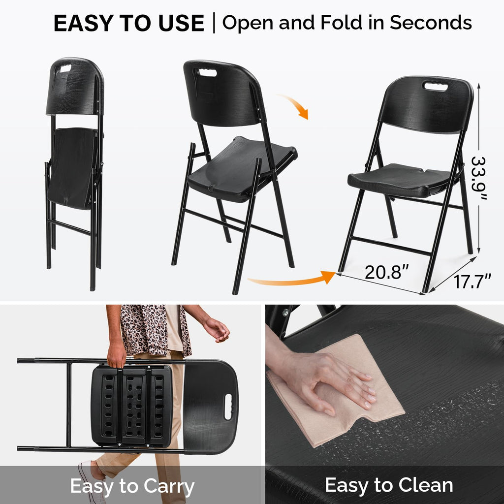 Dark 4 Pack HDPE Folding Chairs with Steel Frame D231584