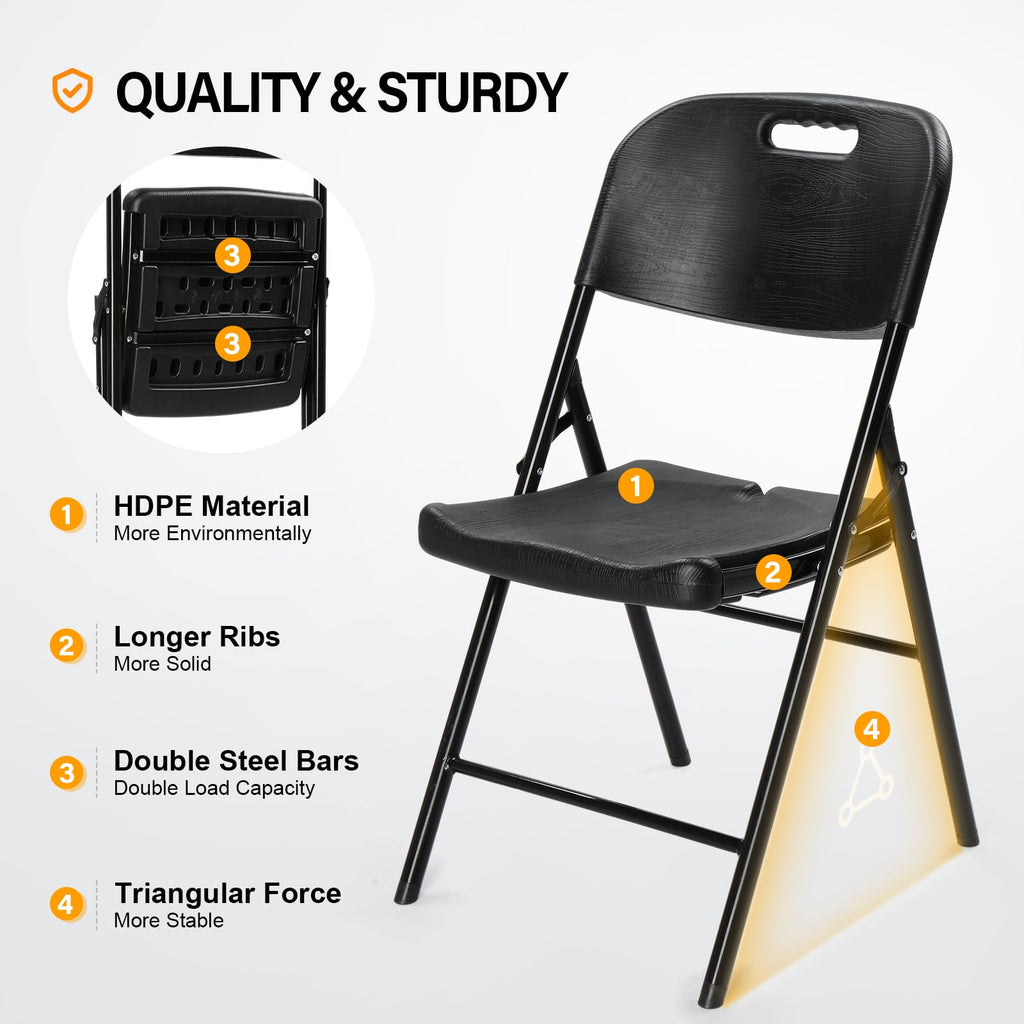 Dark 4 Pack HDPE Folding Chairs with Steel Frame D231584