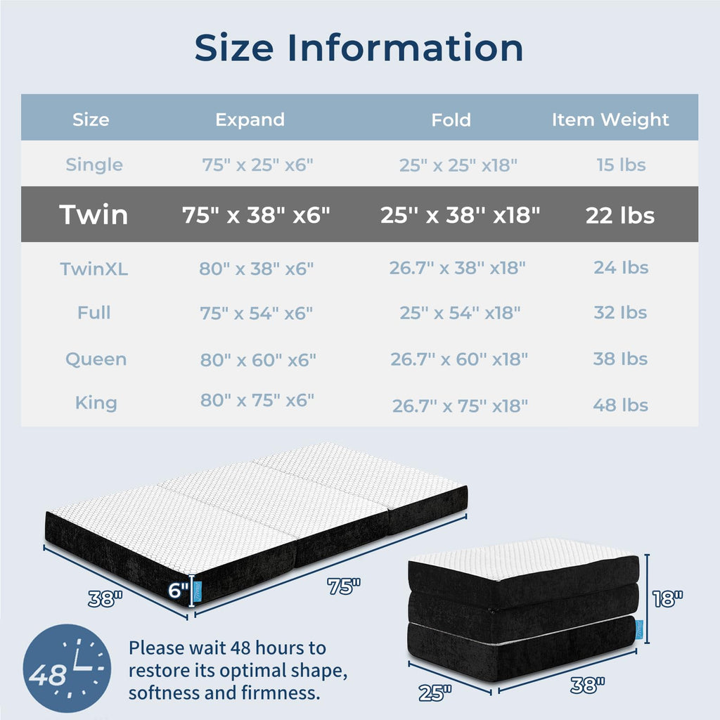 Foldable Mattress Medium Twin Size R21421