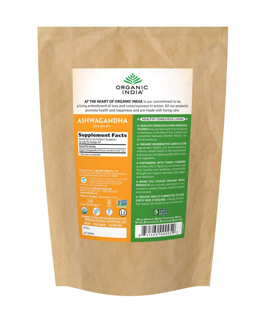 Organic Ashwagandha Powder Herbal Supplement 1lb Bag L137208