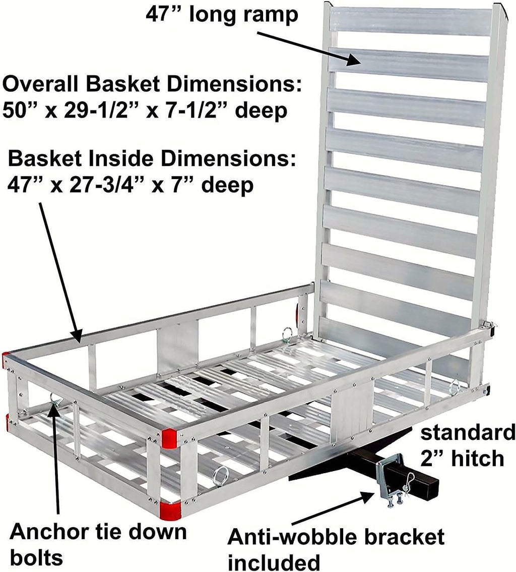 Aluminum Hitch Mount Wheelchair Carrier with 47" Ramp V2046
