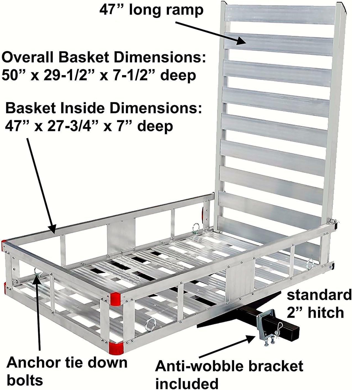 Aluminum Hitch Mount Wheelchair Carrier with 47" Ramp V2046