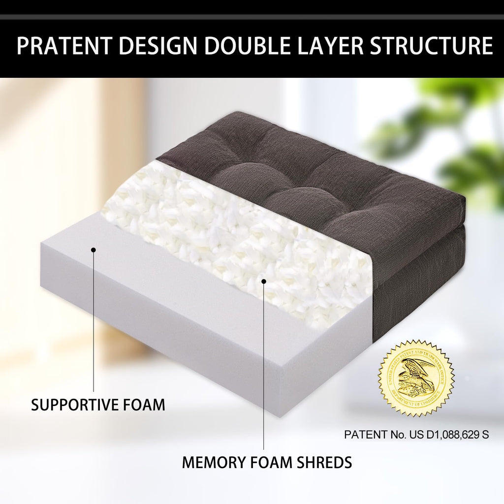 20x20x5 Inch Thick Tufted Dual Layer Chair Cushion Taupe 1P U9690