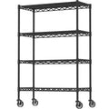 4-Shelf Adjustable Metal Storage Shelving Unit on Wheels, Black L211