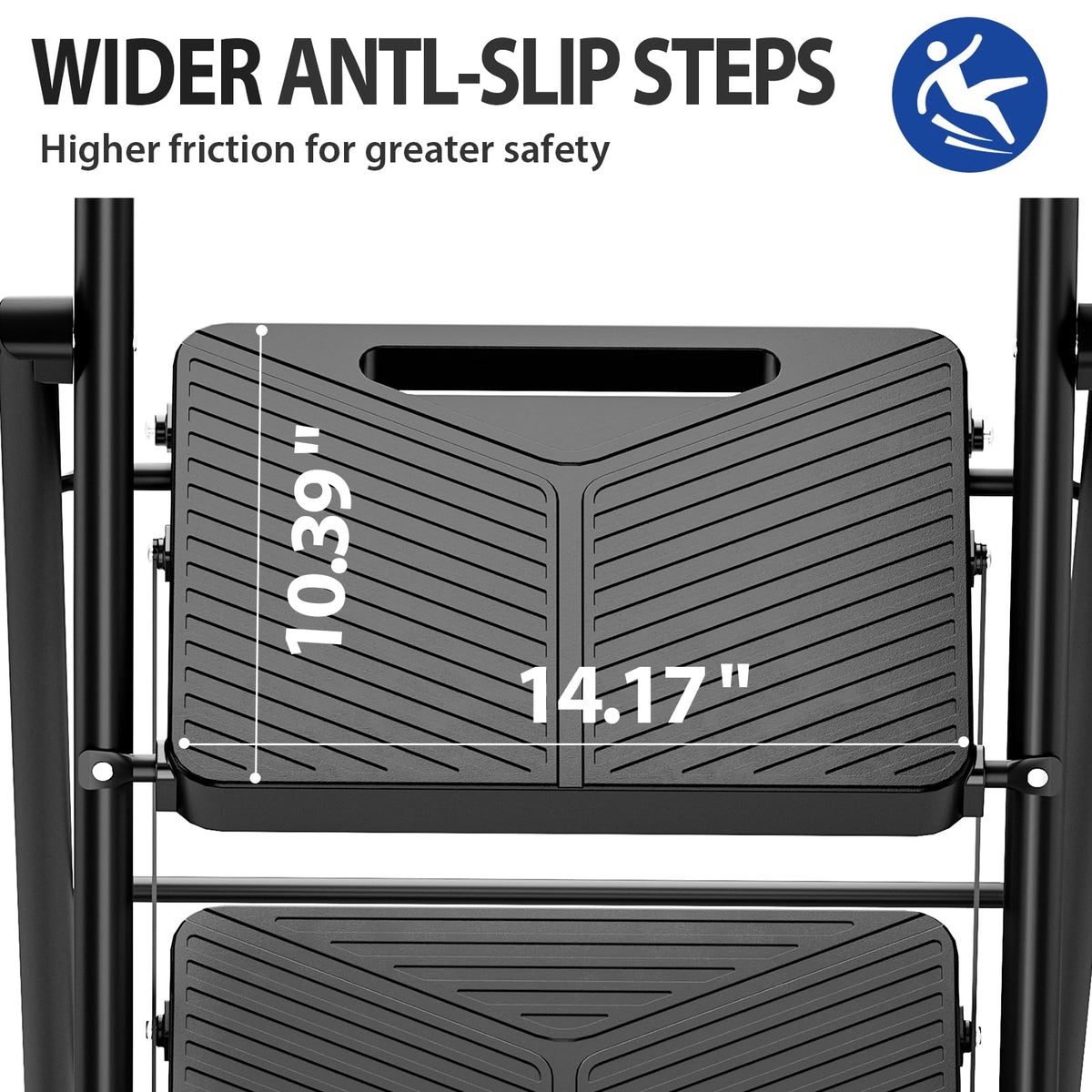 Folding 2 Step Ladder with Anti-Slip Pedals F7314