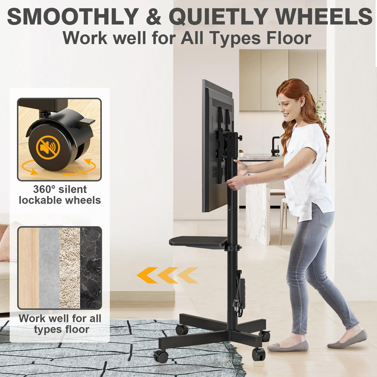 Mobile TV Stand with Power Outlet for 23-65 Inch TVs Z1809