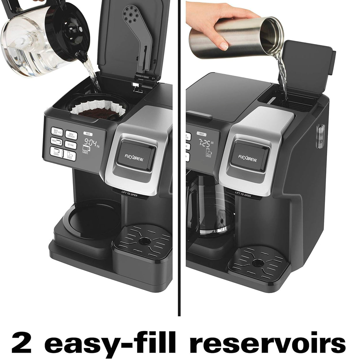 12 Cup Programmable Coffee Maker & Single Serve Drip Coffee Machine, 2-in-1 Automatic Coffee Brewer with Glass Carafe, Reusable Filter, Digital Timer and Warming Plate - Black/Silver Y400