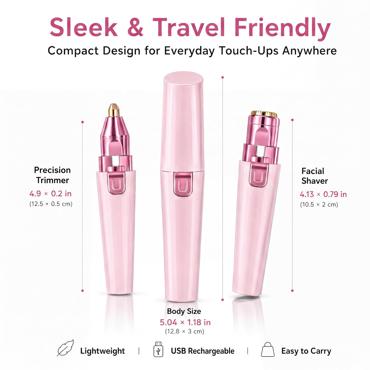 Pink USB Rechargeable Facial Hair Remover F12269