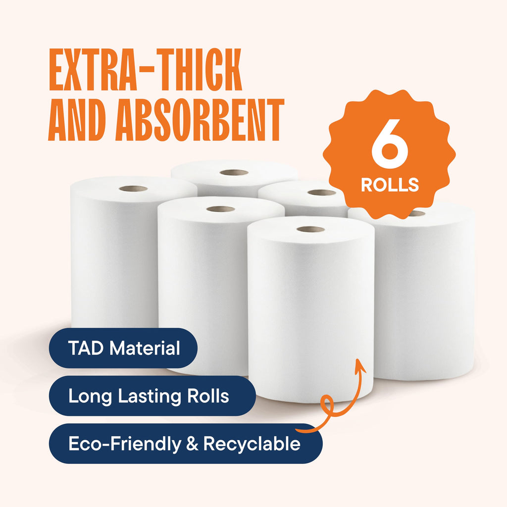 10 x 800 White Paper Towel Rolls 6 Pack N1247