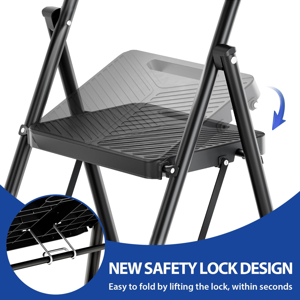 Folding 2 Step Ladder with Anti-Slip Pedals F7314