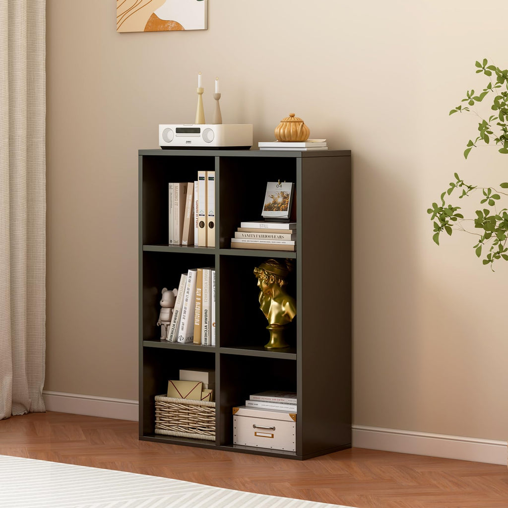 Black 6-Cube Storage Shelf Bookcase O36301
