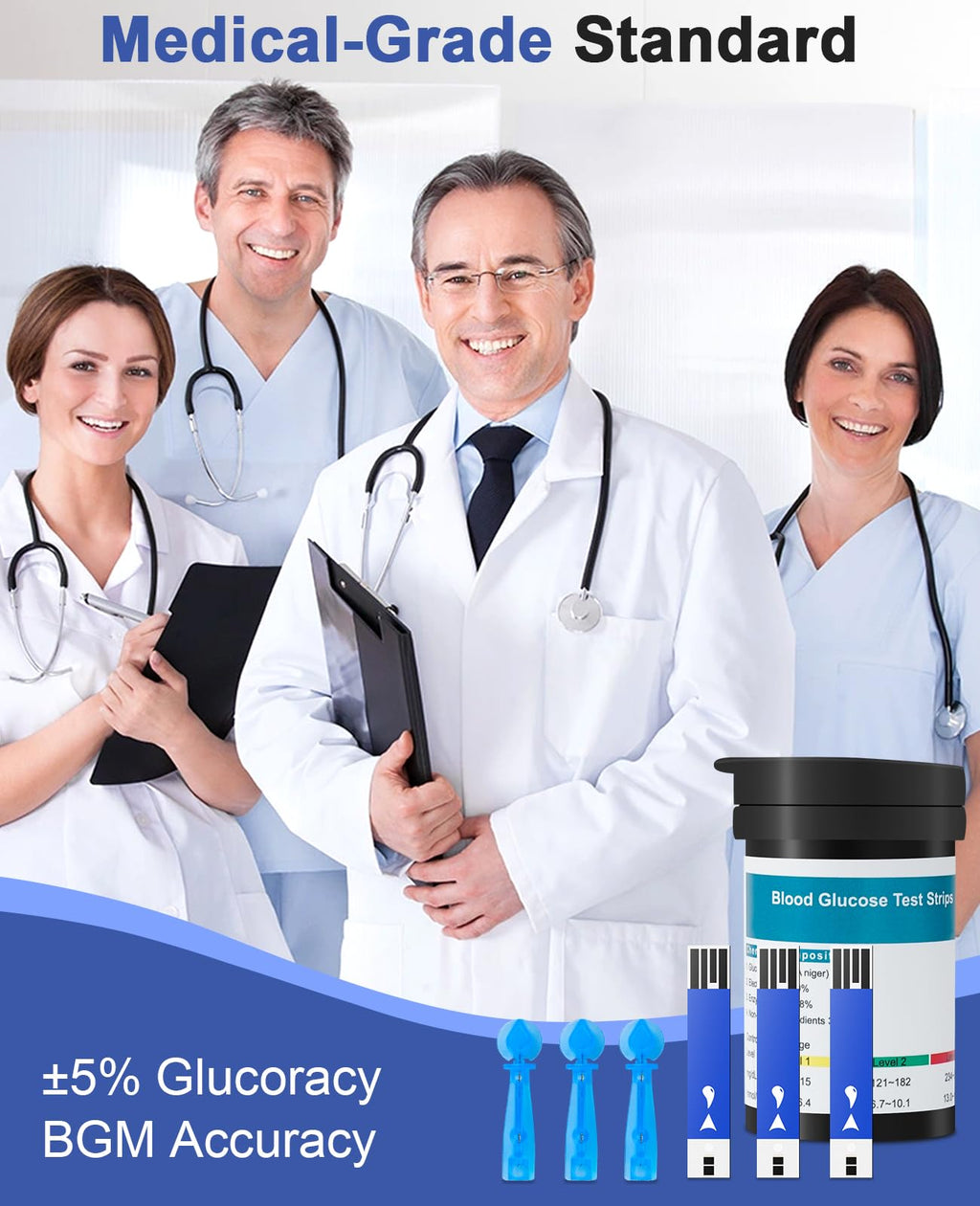 Blood Glucose Test Strips, 100 Lancets S71797