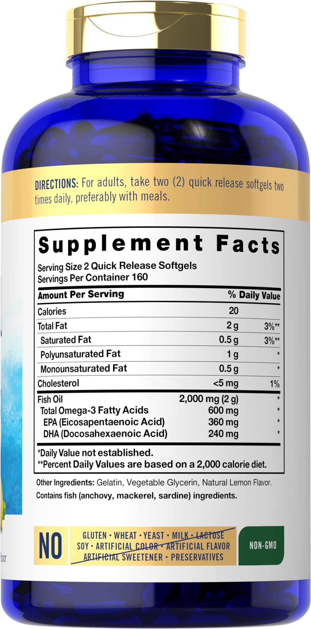 Fish Oil Omega 3 Supplements 2000mg 320 Softgels EPA & DHA E2522
