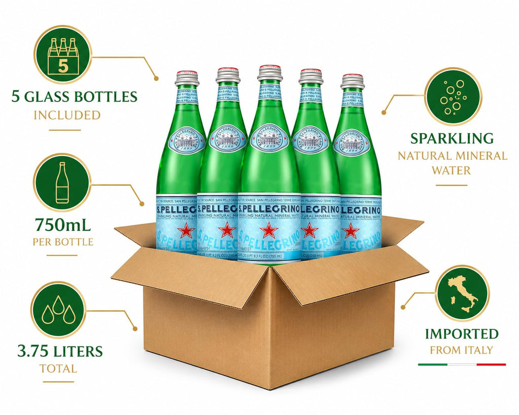 Sparkling Natural Mineral Water 750 mL Glass Bottles 5 Pack Q4627