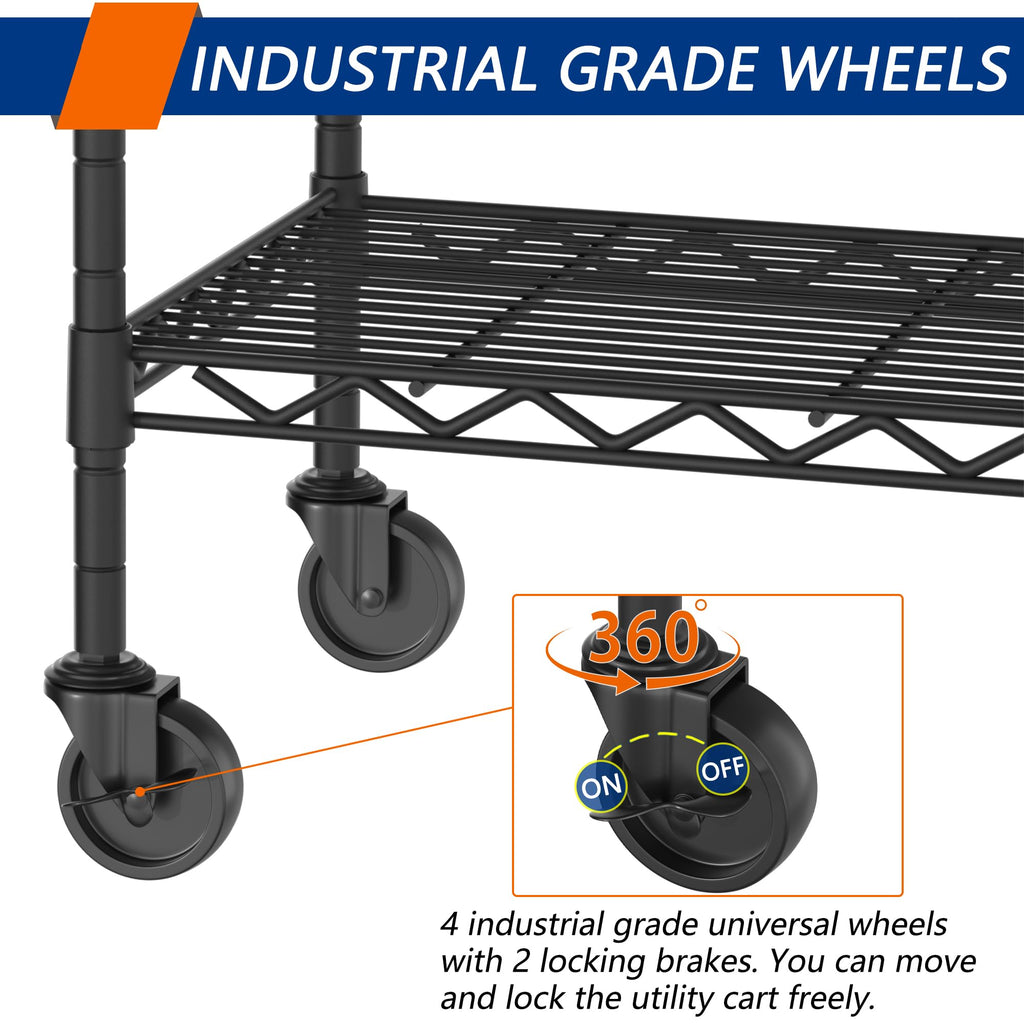 4-Shelf Adjustable Metal Storage Shelving Unit on Wheels, Black L211
