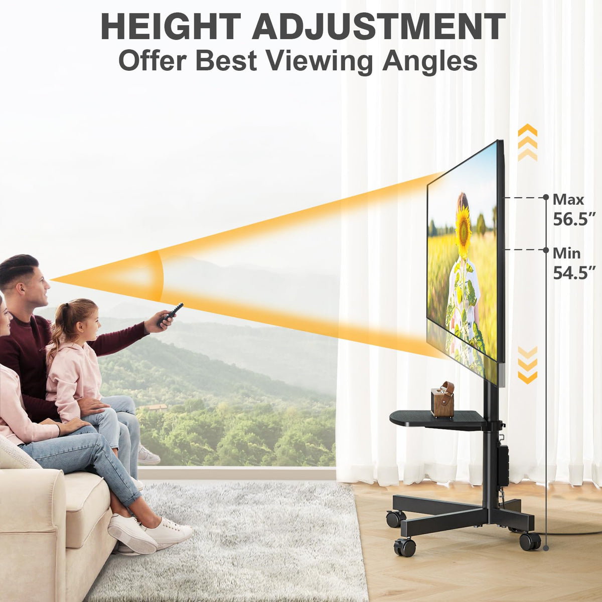 Mobile TV Stand with Power Outlet for 23-65 Inch TVs Z1809