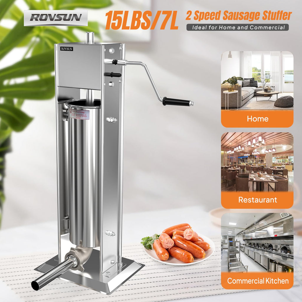 15LBS/7L Two Speed Stainless Steel Vertical Sausage Stuffer M192