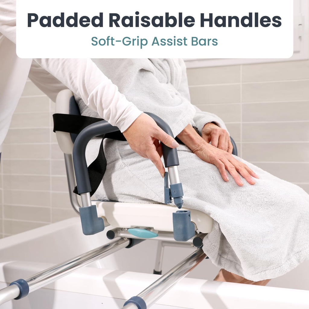 Dark Blue Sliding Shower Chair Tub Transfer Bench with Swivel Seat M908375