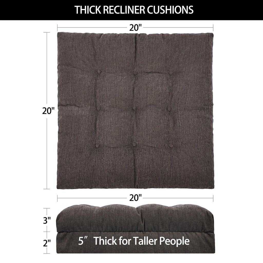 20x20x5 Inch Thick Tufted Dual Layer Chair Cushion Taupe 1P U9690